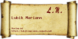 Lubik Mariann névjegykártya